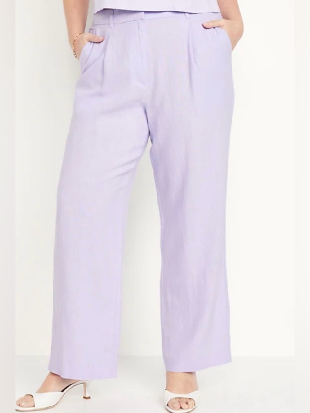 old navy Extra High rise-Wide-Leg Taylor trouser Pants sz L purple linen blend